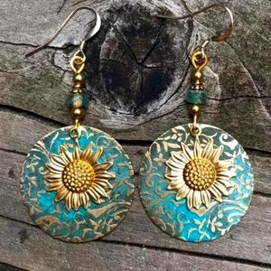 Vintage Style Sunflower Earrings